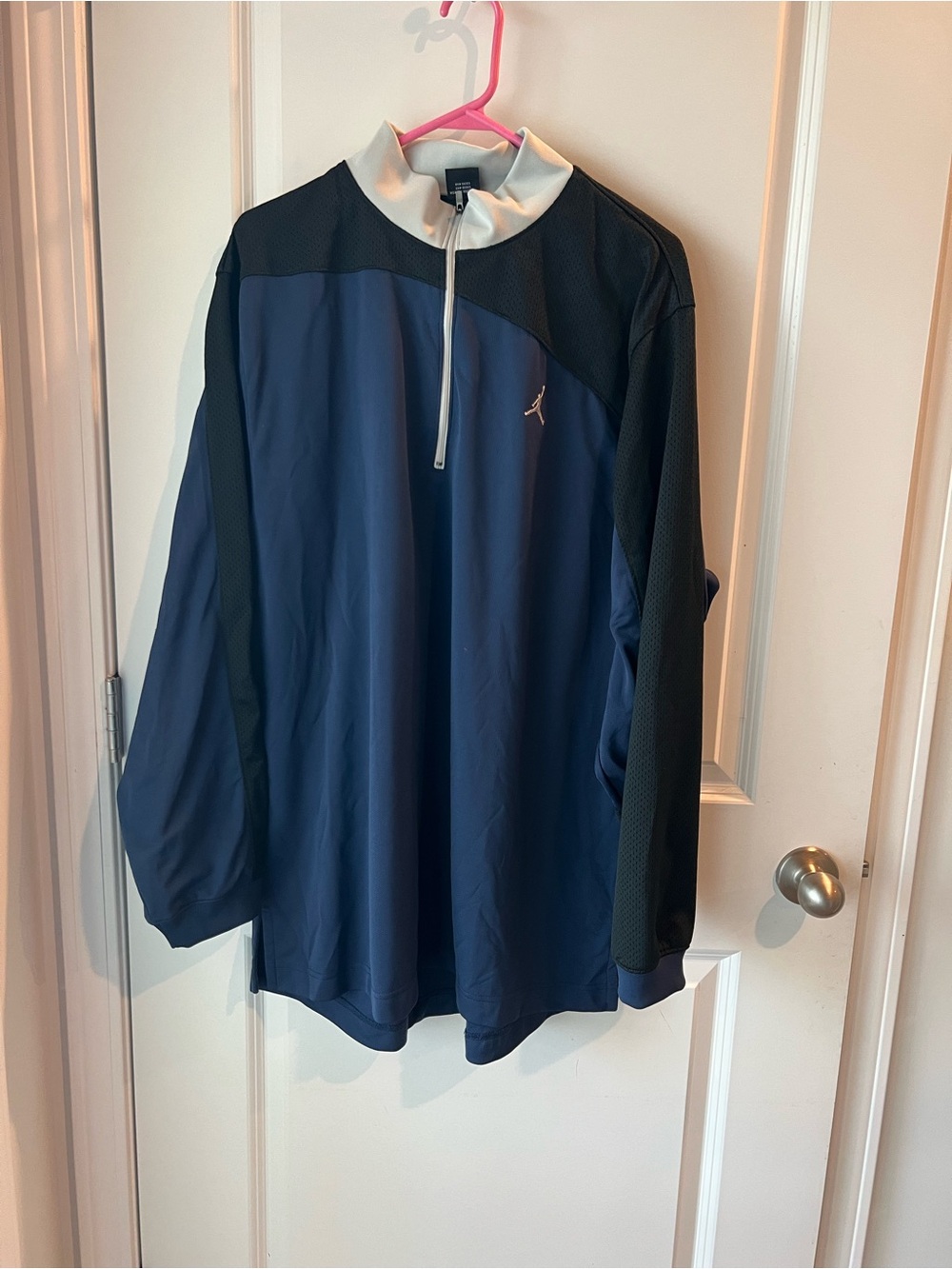 Vintage Air Jordan Navy, Black and White Quarter-Zip Track Jacket. XL